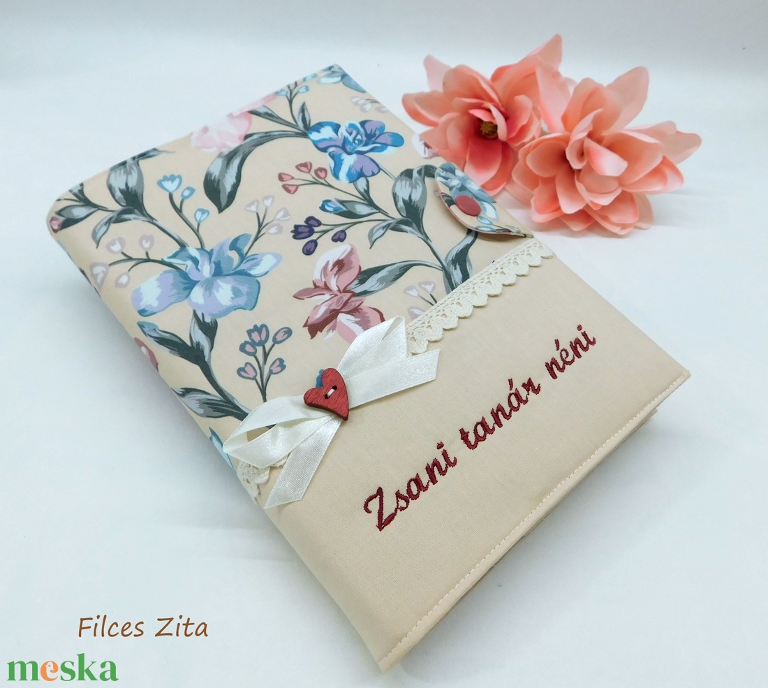 Virágos napló névhímzéssel  - otthon & életmód - papír, írószer - jegyzetfüzet & napló - Meska.hu