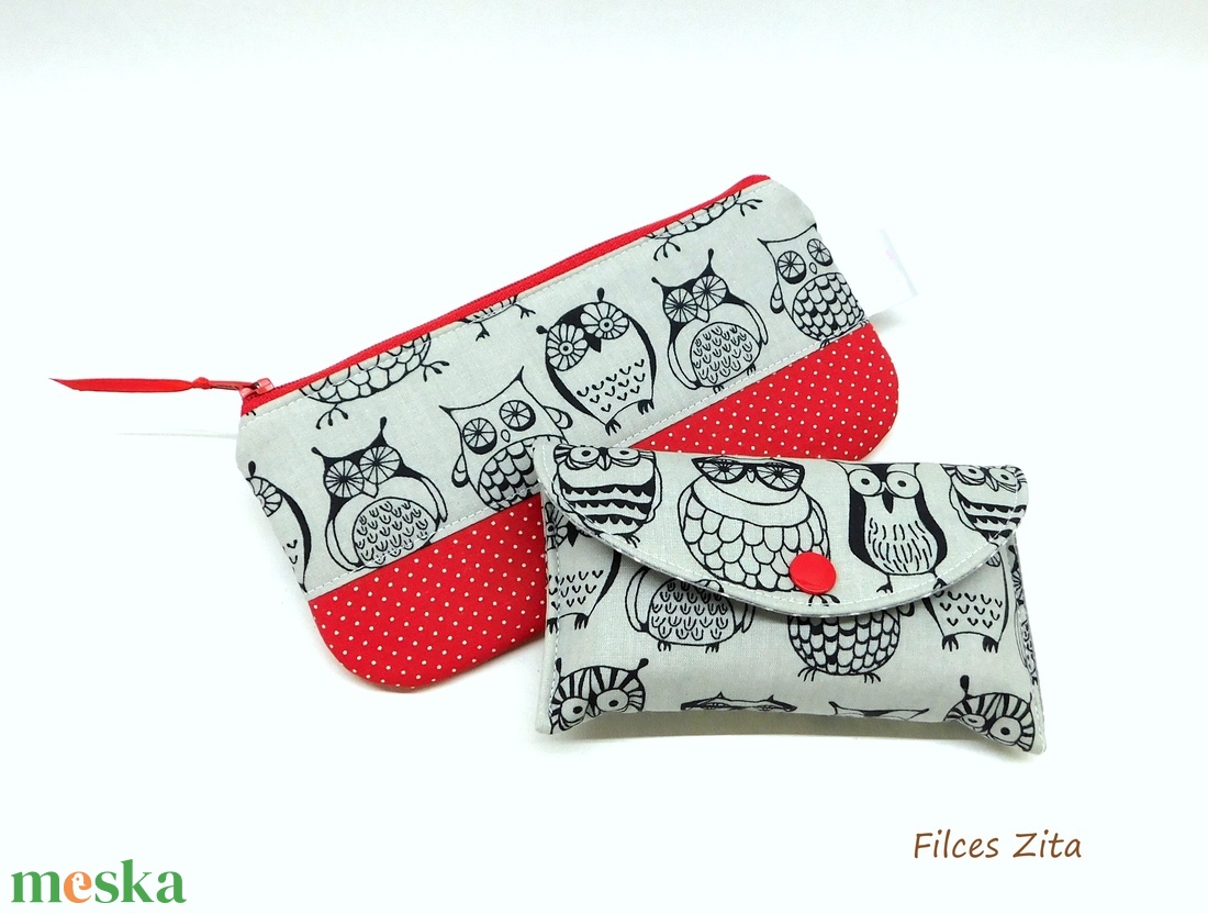 Baglyos ajándékszett / neszesszer / tolltartó - táska & tok - neszesszer - Meska.hu