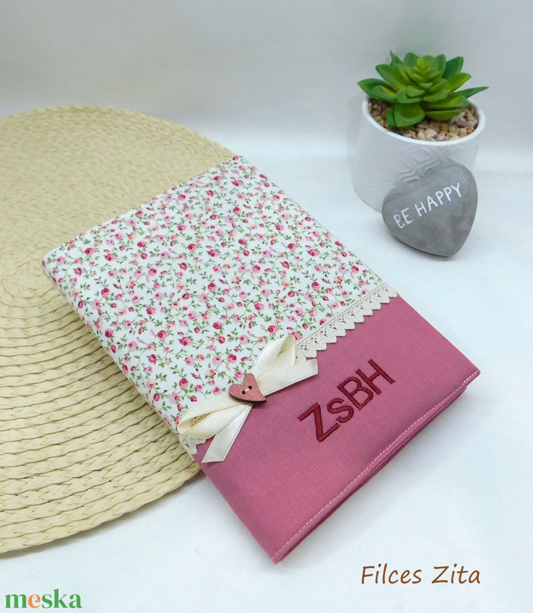 Rózsás napló - textil jegyzetfüzet  - otthon & életmód - papír, írószer - jegyzetfüzet & napló - Meska.hu