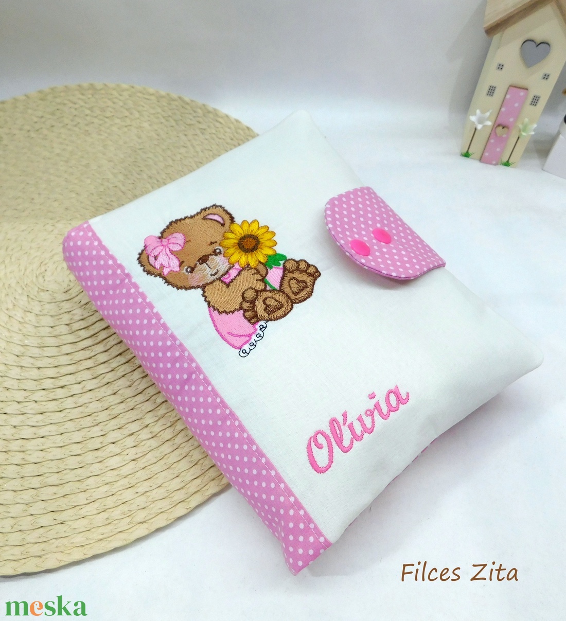 Hímzett macis pelenkarendező - macis pelenkatáska - táska & tok - pelenkatáska - pelenkatartó tok - Meska.hu