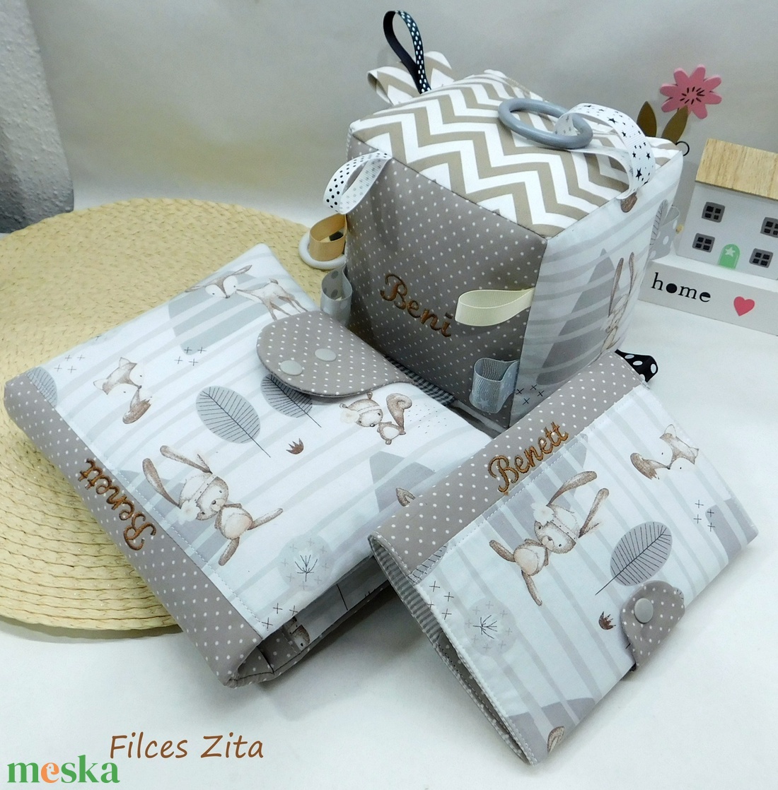 Babalátogató ajándékcsomag - erdei állatos babaköszöntő szett  - játék & sport - babalátogató ajándékcsomag - Meska.hu