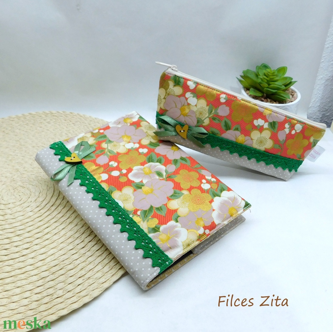 Virágos napló és tolltartó - otthon & életmód - papír, írószer - jegyzetfüzet & napló - Meska.hu