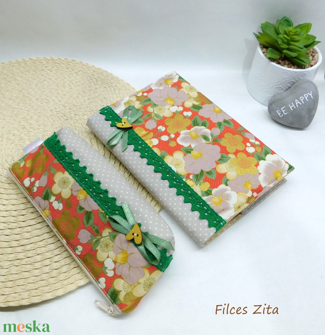 Virágos napló és tolltartó - otthon & életmód - papír, írószer - jegyzetfüzet & napló - Meska.hu