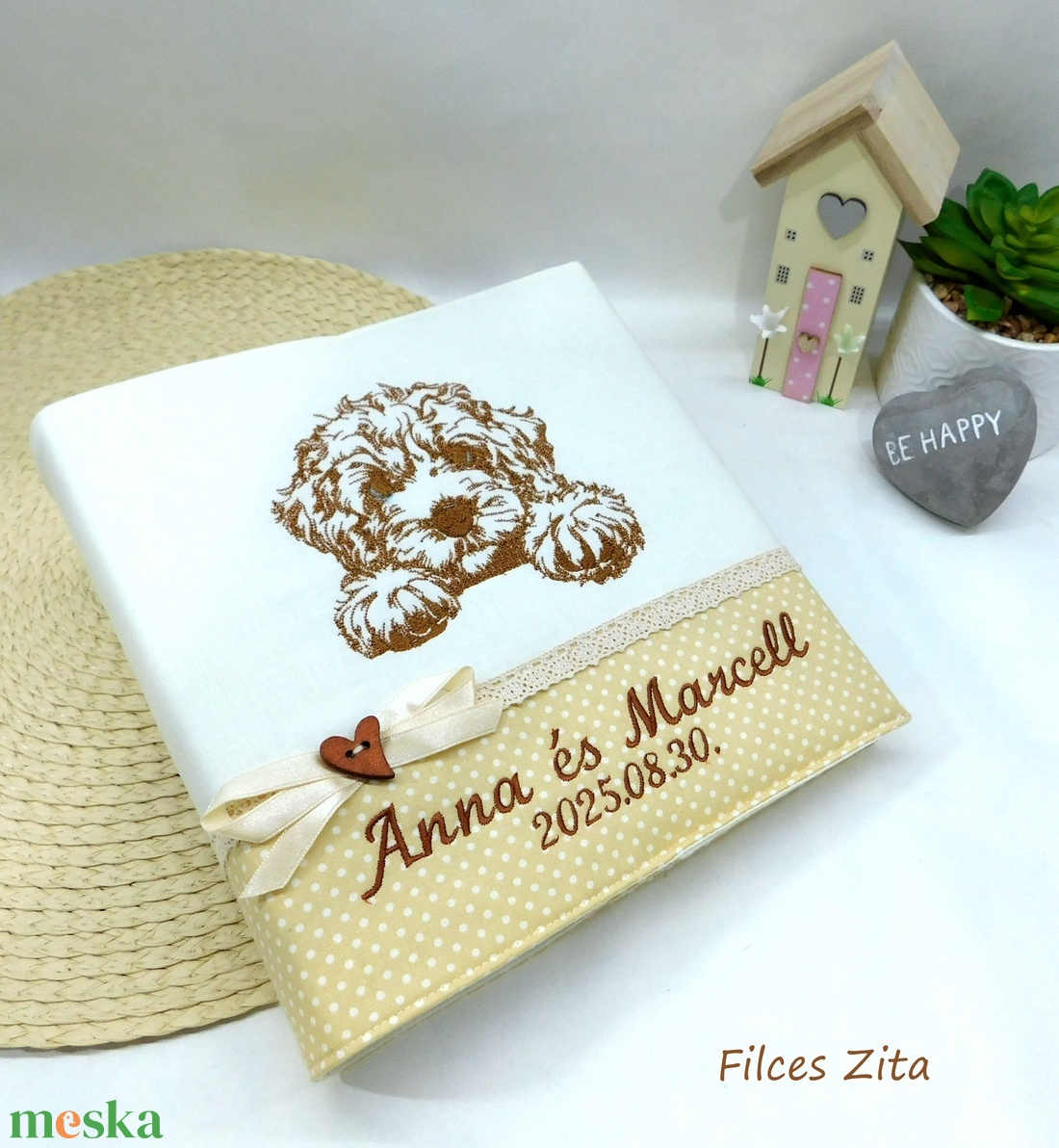 Kutyás hímzett névre szóló fotóalbum  - otthon & életmód - papír, írószer - album & fotóalbum - Meska.hu