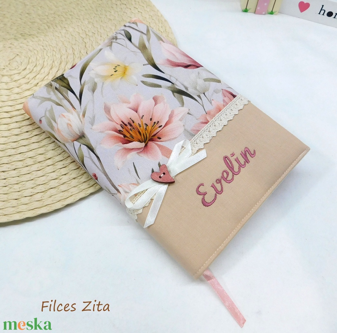 Virágos napló névhímzéssel  - otthon & életmód - papír, írószer - jegyzetfüzet & napló - Meska.hu