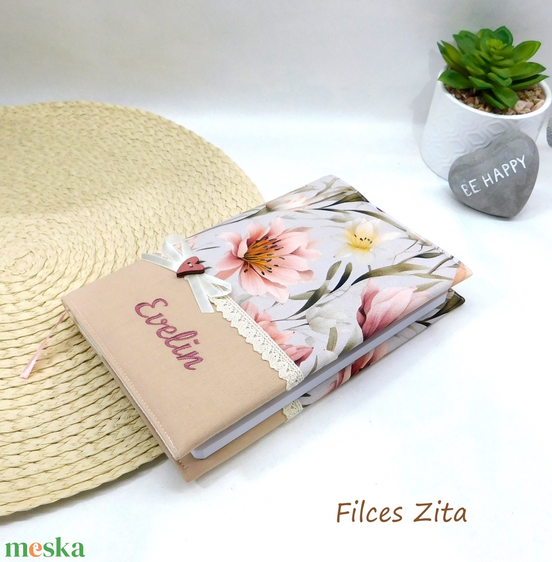 Virágos napló névhímzéssel  - otthon & életmód - papír, írószer - jegyzetfüzet & napló - Meska.hu