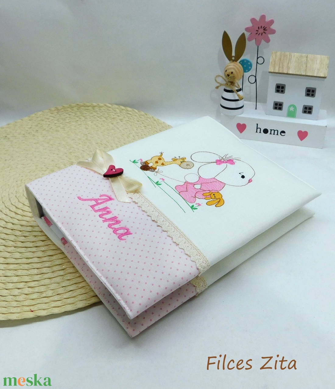 Nyuszis hímzett fotóalbum  - otthon & életmód - papír, írószer - album & fotóalbum - Meska.hu