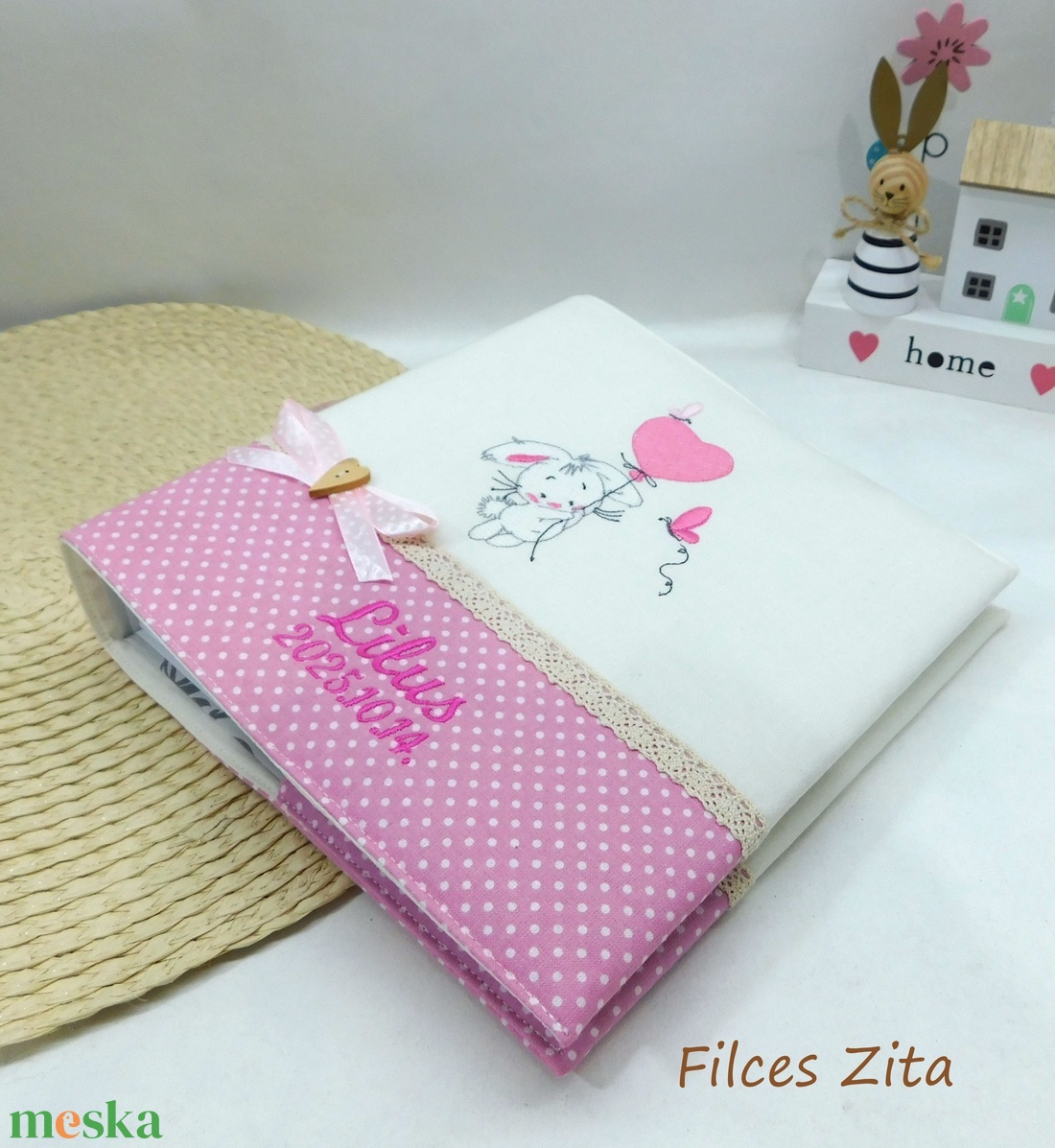 Nyuszis fotóalbum  - babaalbum névhímzéssel - nyuszis fényképalbum - otthon & életmód - papír, írószer - album & fotóalbum - Meska.hu