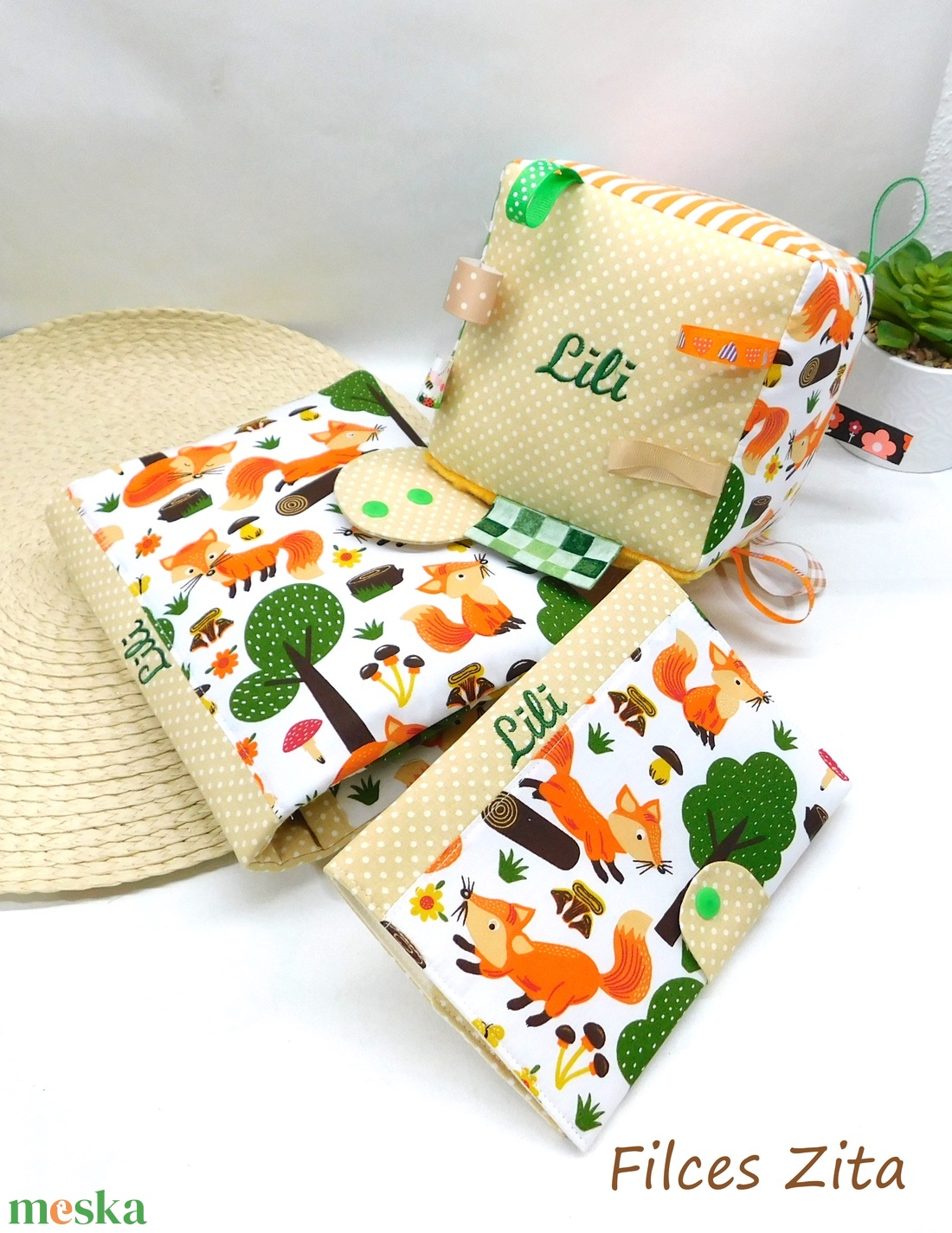 Rókás babakocka - interaktív rókás mókakocka névhímzéssel  - baba - mama - baba játékok - babakocka - Meska.hu