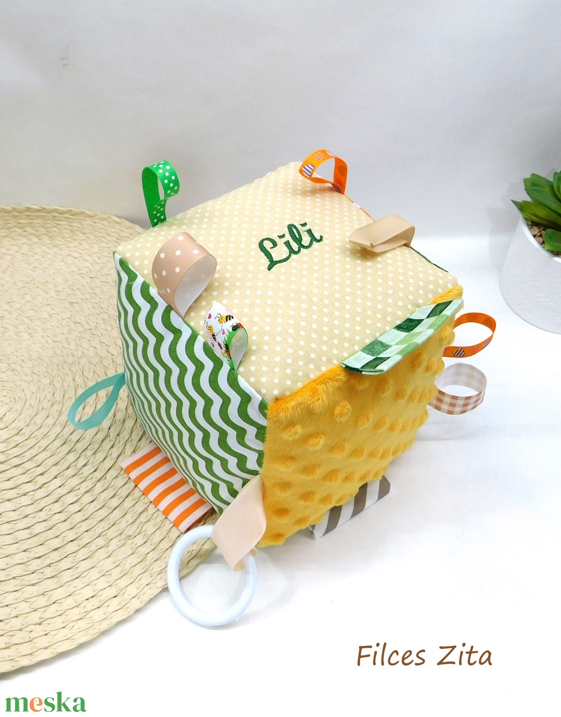 Rókás babakocka - interaktív rókás mókakocka névhímzéssel  - baba - mama - baba játékok - babakocka - Meska.hu