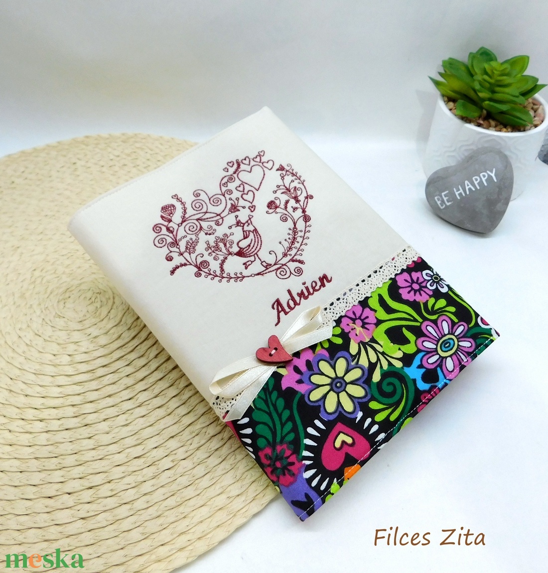 Madárkás hímzett napló / hímzett jegyzetfüzet - otthon & életmód - papír, írószer - jegyzetfüzet & napló - Meska.hu