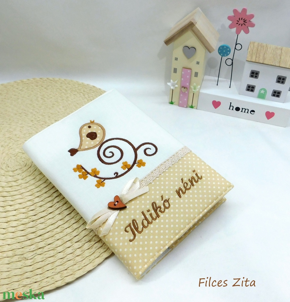 Madárkás hímzett napló  - otthon & életmód - papír, írószer - jegyzetfüzet & napló - Meska.hu