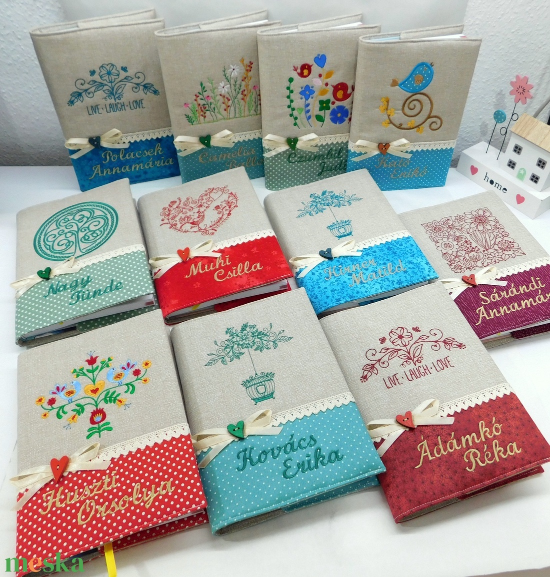 Madárkás hímzett napló  - otthon & életmód - papír, írószer - jegyzetfüzet & napló - Meska.hu