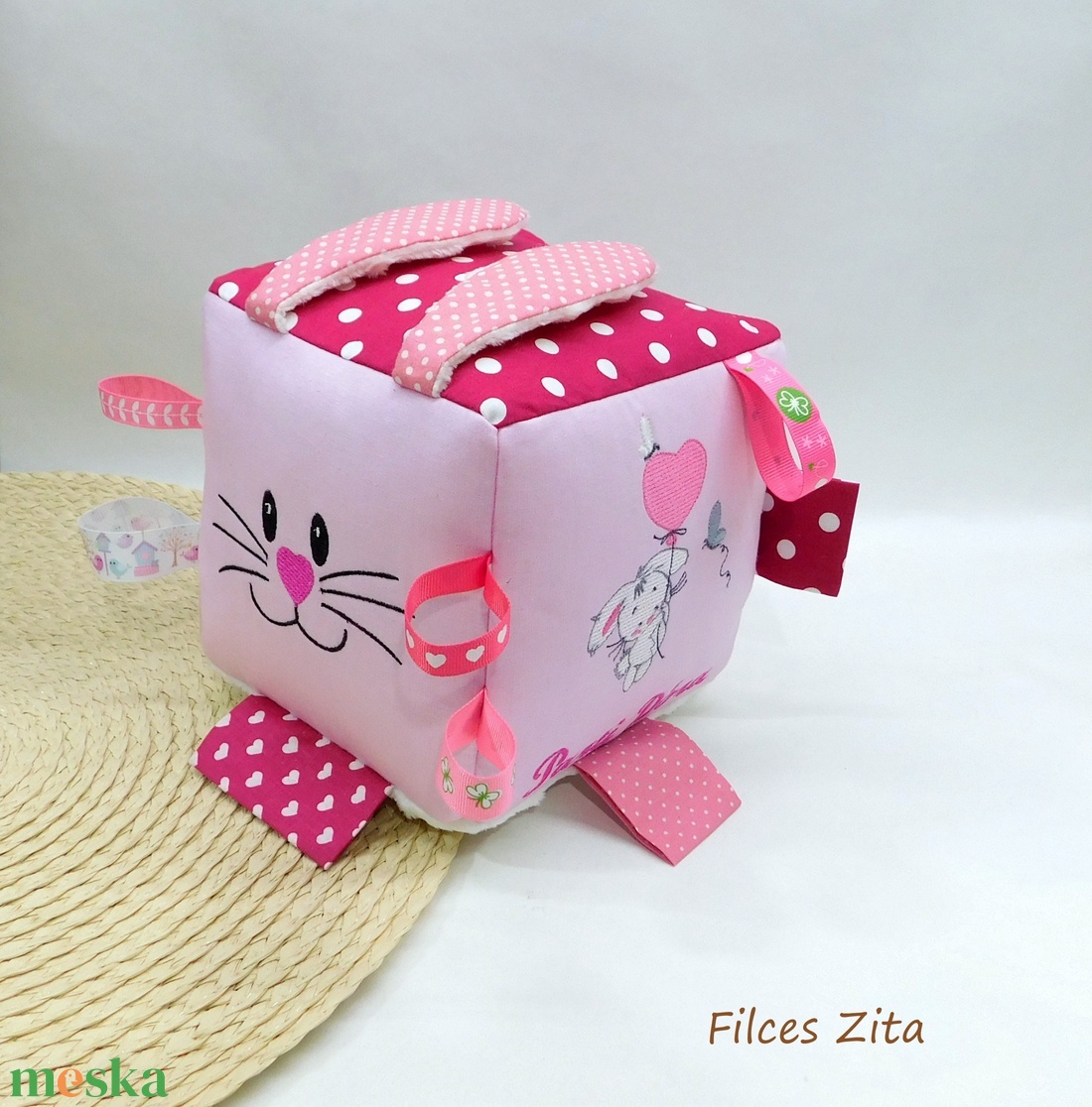 Nyuszis babakocka születési adatokkal - baba - mama - baba játékok - babakocka - Meska.hu