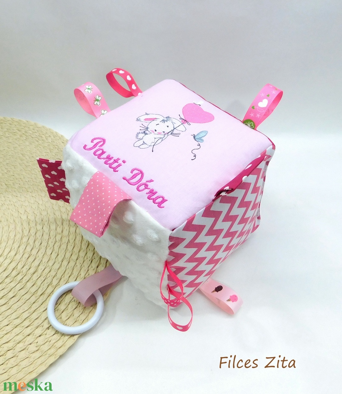 Nyuszis babakocka születési adatokkal - baba - mama - baba játékok - babakocka - Meska.hu