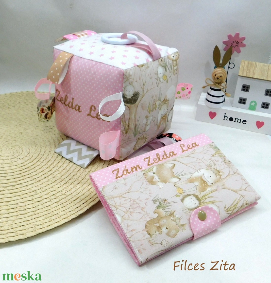 Erdei állatos babaköszöntő csomag / babalátogató ajándék csomag / babaváró szett névhímzéssel - baba - mama - babalátogató ajándékcsomag - Meska.hu