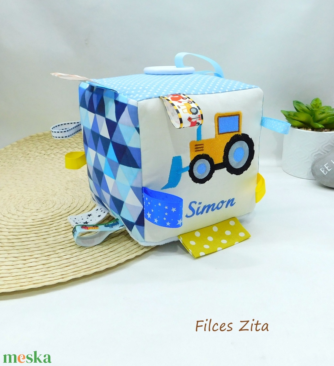 Traktoros névre szóló babakocka- mókakocka csörgővel - baba - mama - baba játékok - babakocka - Meska.hu