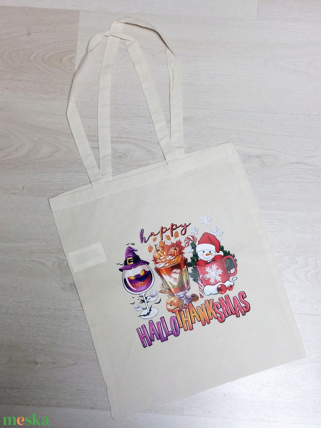 Vászontáska - HalloThanksMas - táska & tok - bevásárlás & shopper táska - shopper, textiltáska, szatyor - Meska.hu