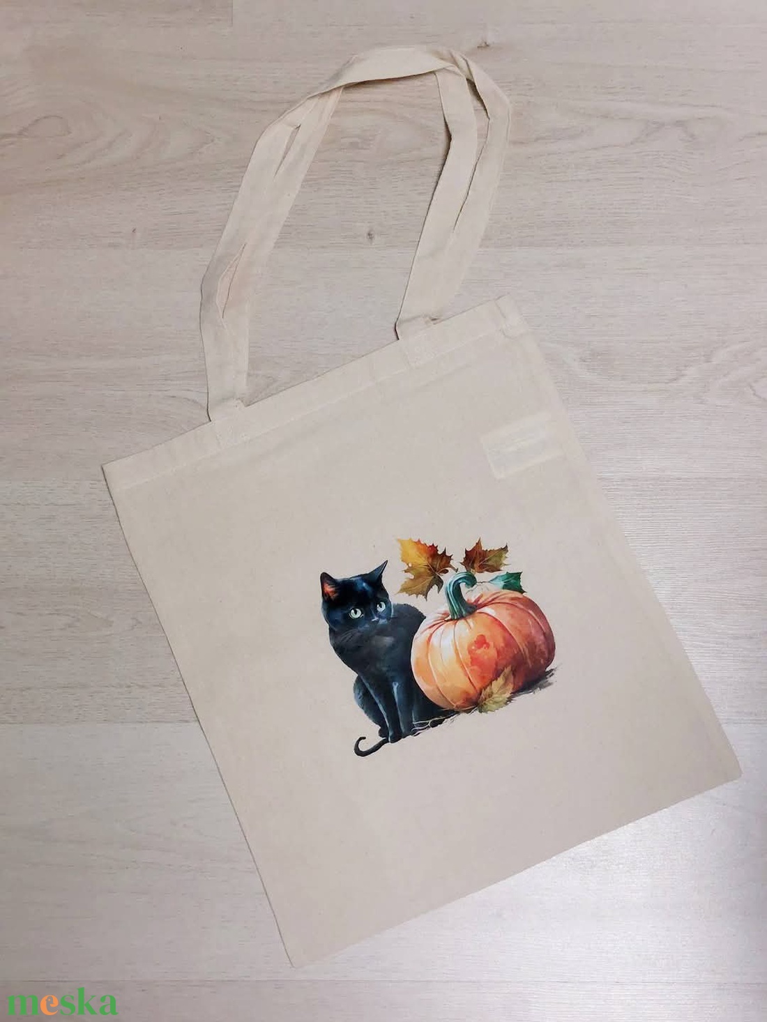 Vászontáska - tök és cica - táska & tok - bevásárlás & shopper táska - shopper, textiltáska, szatyor - Meska.hu