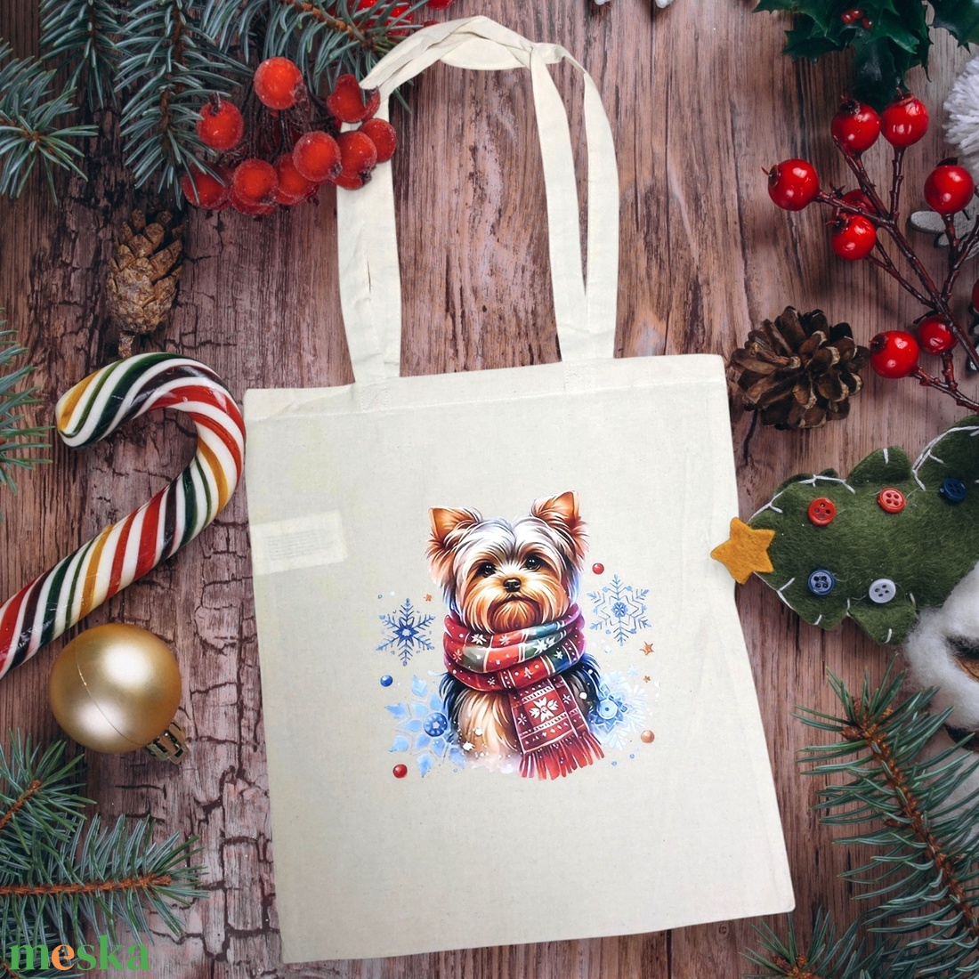 Vászontáska - téli yorki - táska & tok - bevásárlás & shopper táska - shopper, textiltáska, szatyor - Meska.hu Vászontáska - téli yorki - táska & tok - bevásárlás & shopper táska - shopper, textiltáska, szatyor - Meska.hu