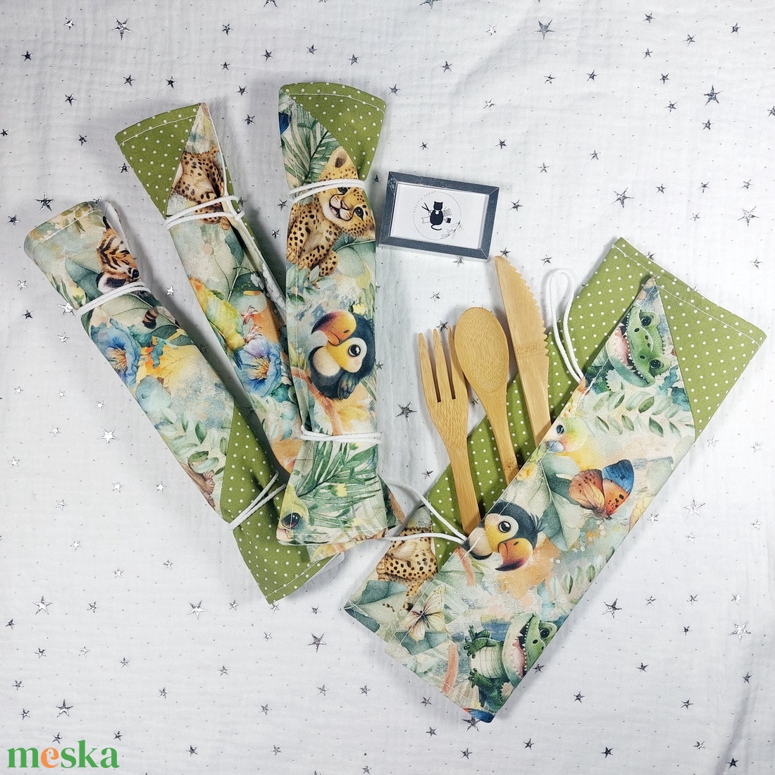 Evőeszköztartó  - safari zöld - táska & tok - uzsonna- & ebéd tartó - evőeszköz tartó - Meska.hu
