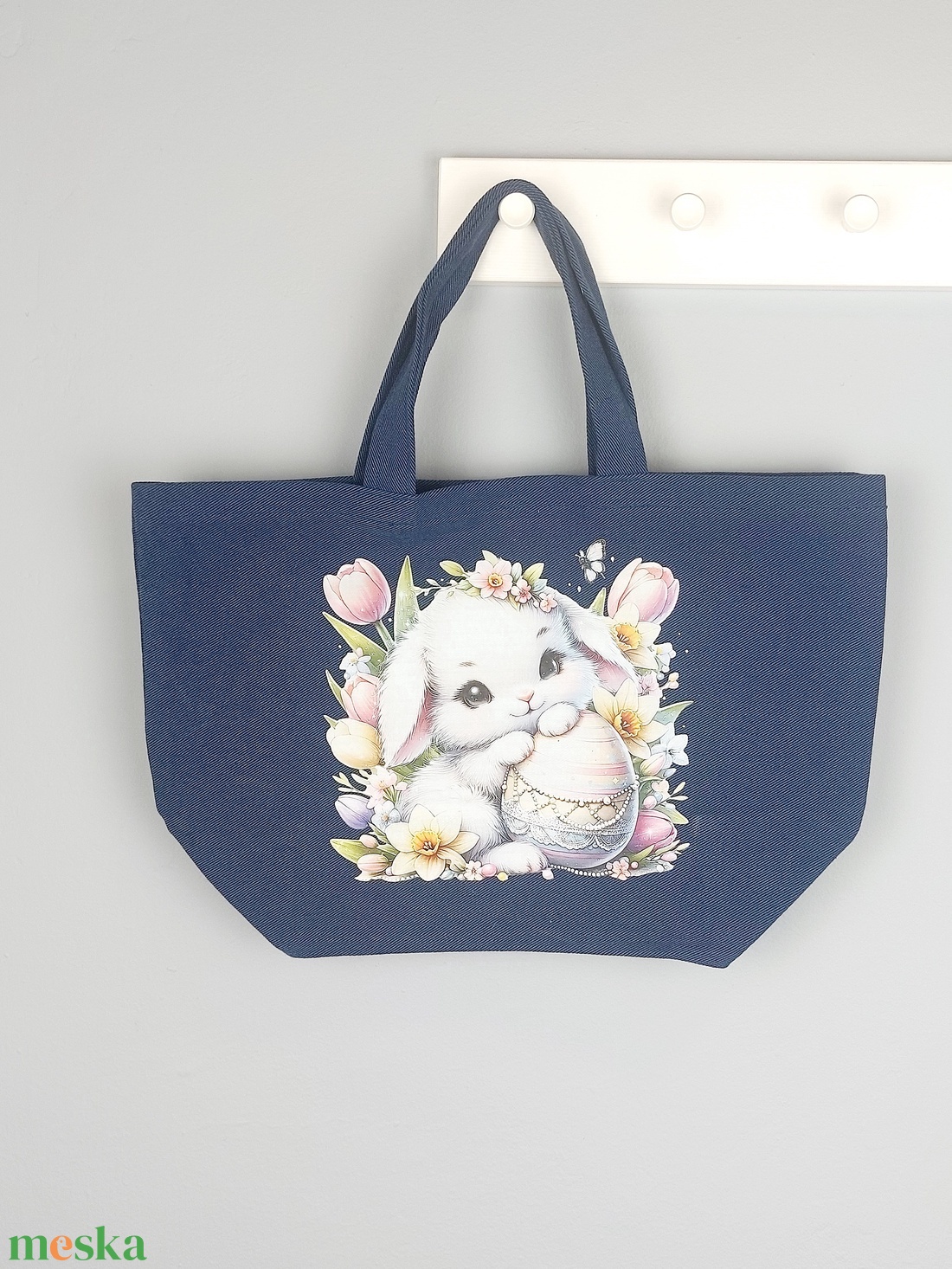 Nagy vászontáska - nyuszi - táska & tok - bevásárlás & shopper táska - shopper, textiltáska, szatyor - Meska.hu