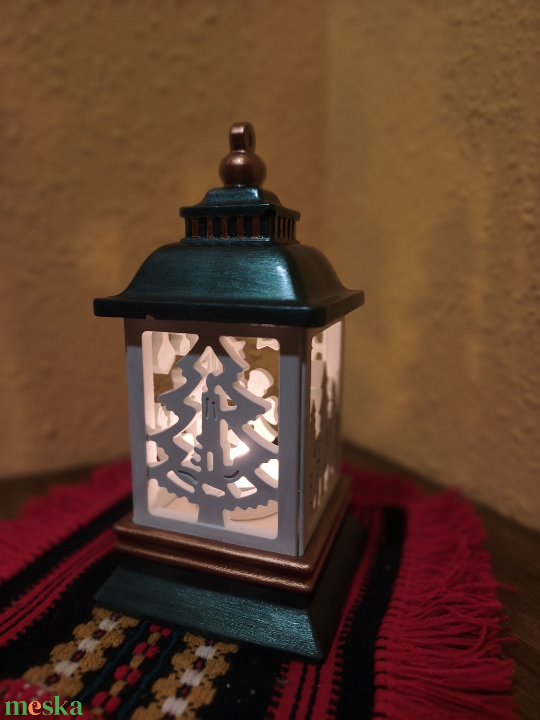Filep Handcrafted � Kézműves kerámiapor karácsonyi lámpás, mécsestartó (zöld-réz) - karácsony - karácsonyi lakásdekoráció - karácsonyi illatgyertya, mécses - Meska.hu
