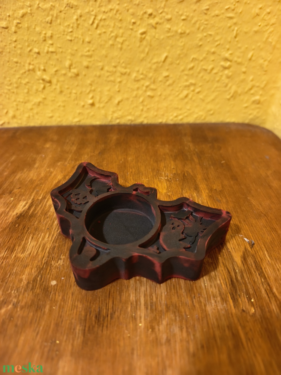 Filep Handcrafted � Kézműves denevér mécsestartó, gótikus fekete-piros Halloween dekoráció - otthon & életmód - dekoráció - halloween - halloweeni asztaldísz - Meska.hu