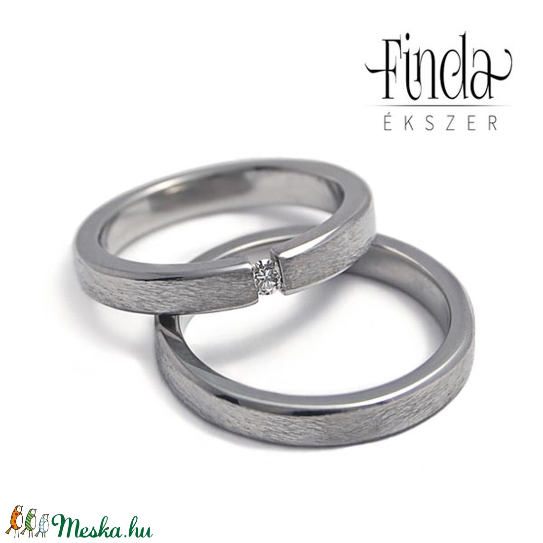 Rustic Slim karikagyűrű gyémánttal - - Meska.hu Rustic Slim karikagyűrű gyémánttal - - Meska.hu