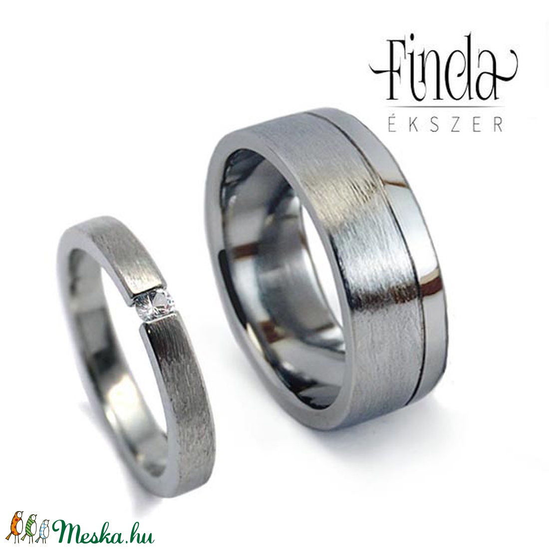 Rustic Slim gyűrű gyémánt briliánssal és elegáns nemesacél gyűrű szálcsiszolt felülettel - - Meska.hu Rustic Slim gyűrű gyémánt briliánssal és elegáns nemesacél gyűrű szálcsiszolt felülettel - - Meska.hu