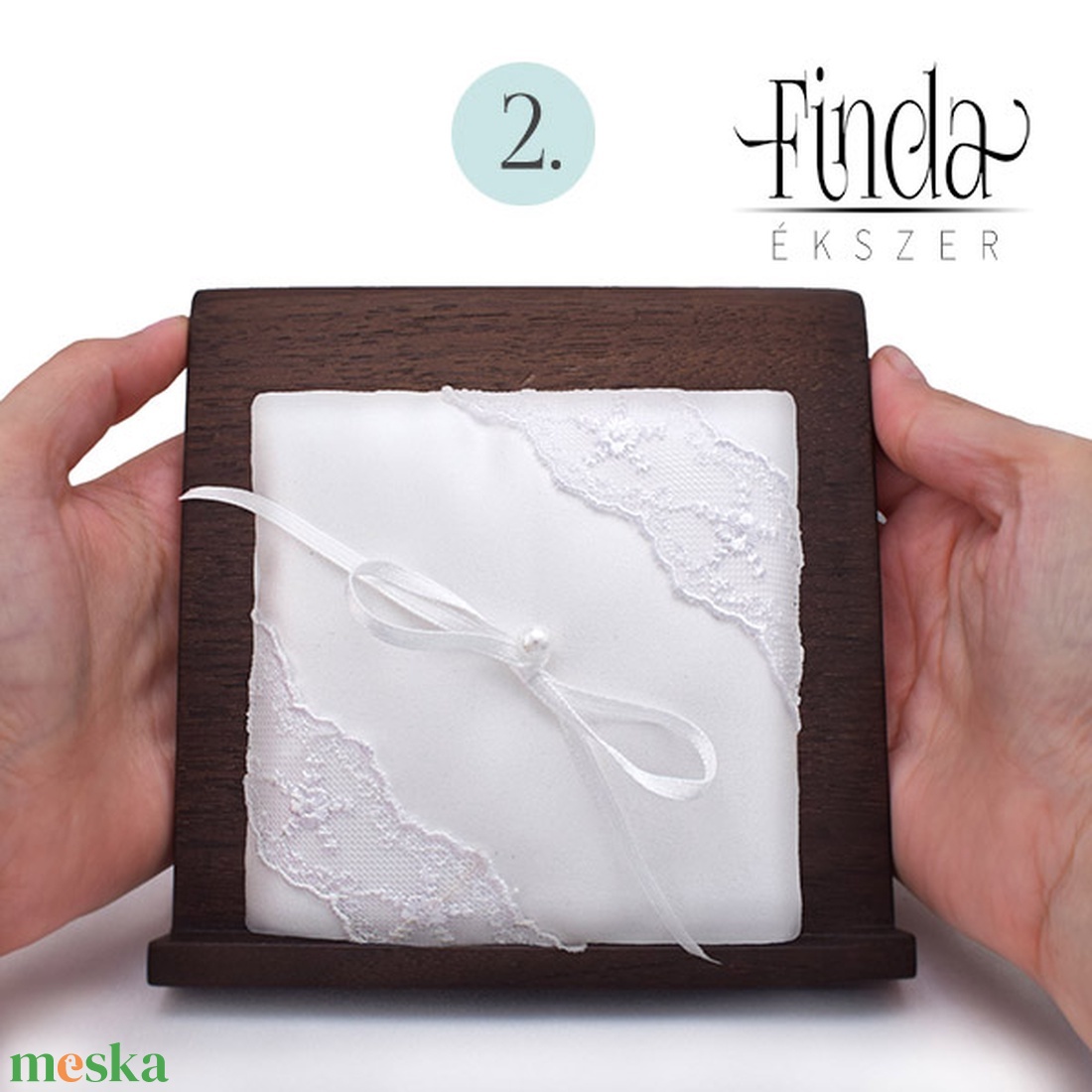 � Szatén Gyűrűpárna csipkével - No.2. - esküvő - kiegészítők - gyűrűtartó & gyűrűpárna - Meska.hu