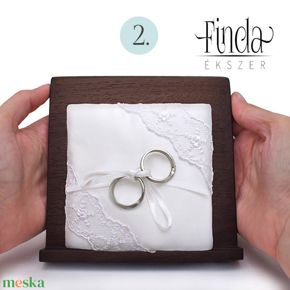 � Szatén Gyűrűpárna csipkével - No.2. - esküvő - kiegészítők - gyűrűtartó & gyűrűpárna - Meska.hu