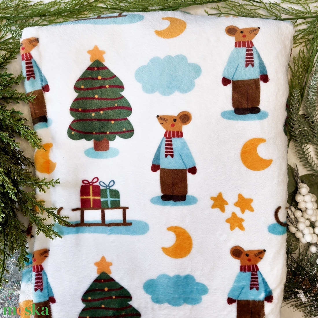 Téli takaró - Karácsonyi egér - otthon & életmód - babaszoba, gyerekszoba - babatakaró, gyerek pléd - Meska.hu