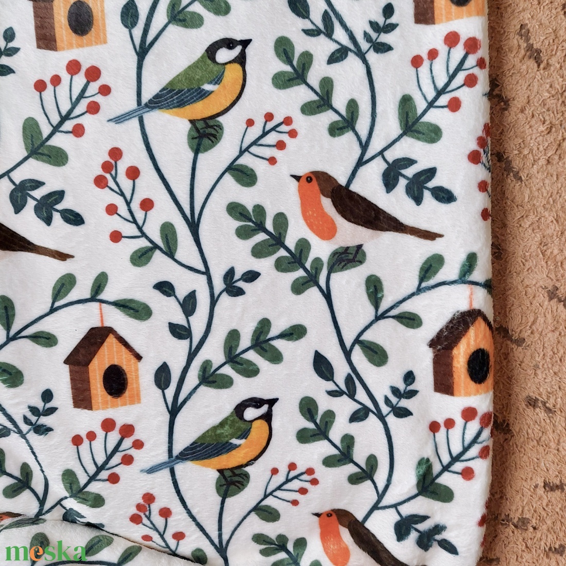 Téli takaró - Erdei madáretető - otthon & életmód - babaszoba, gyerekszoba - babatakaró, gyerek pléd - Meska.hu
