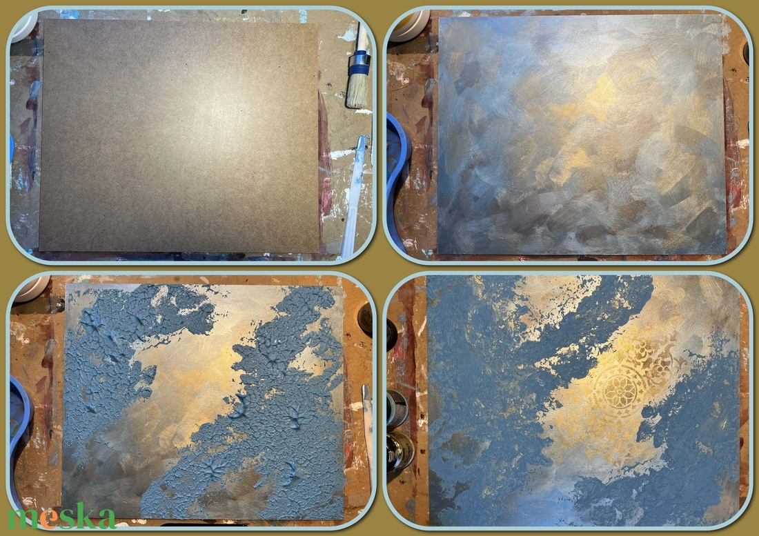 Mandala - Struktúrált festmény vegyes technikával (38x32 cm) - művészet - festmény - festmény vegyes technika - Meska.hu