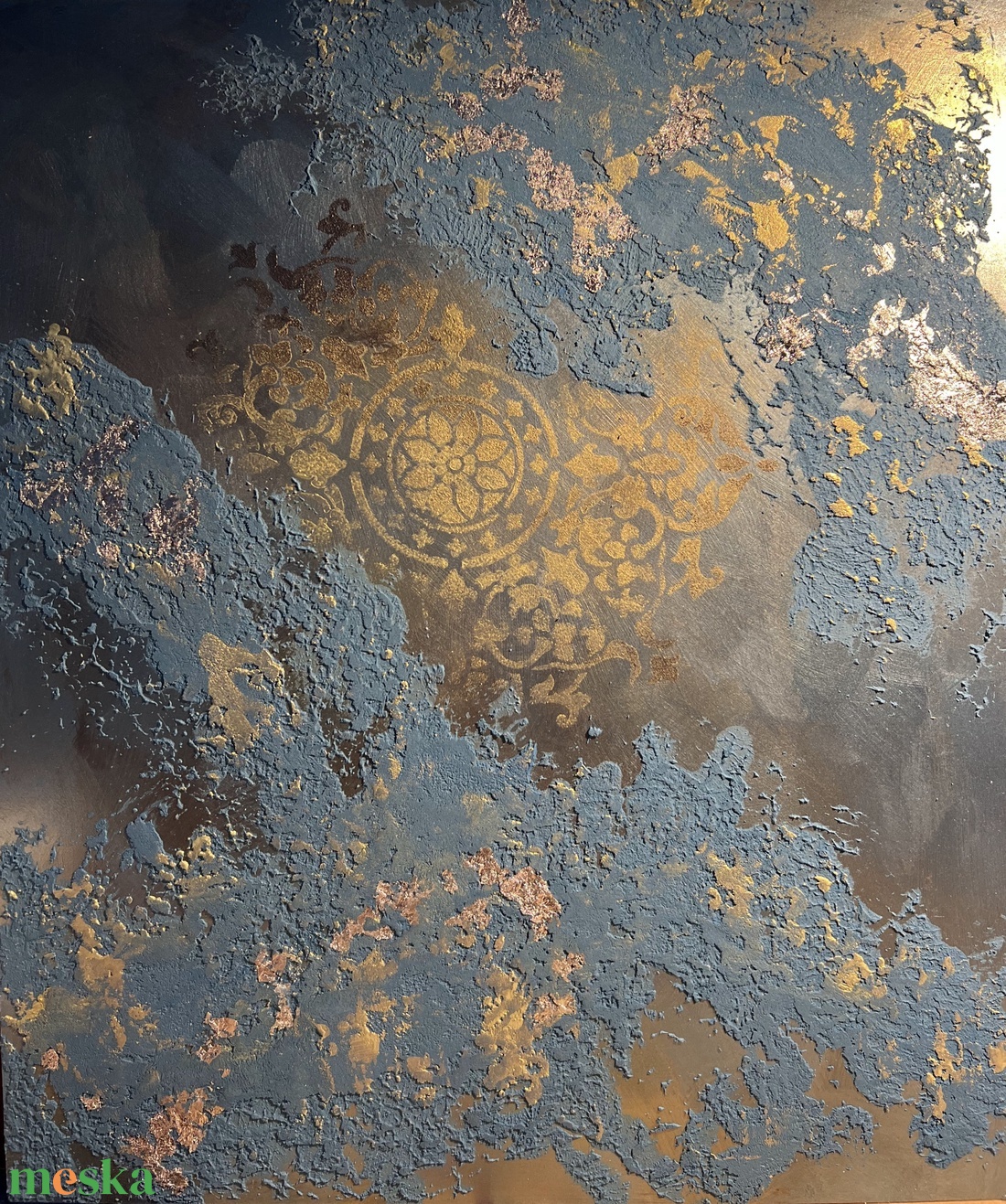 Mandala - Struktúrált festmény vegyes technikával (38x32 cm) - művészet - festmény - festmény vegyes technika - Meska.hu