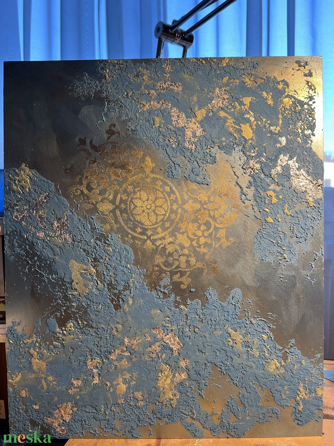 Mandala - Struktúrált festmény vegyes technikával (38x32 cm) - művészet - festmény - festmény vegyes technika - Meska.hu