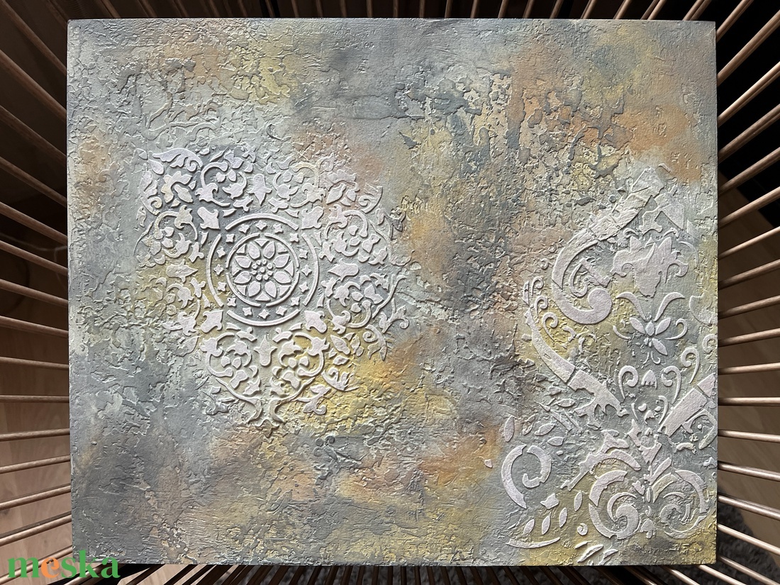 Mandala 2 - Strukturált absztrakt festmény (38x32 cm) - művészet - festmény - festmény vegyes technika - Meska.hu