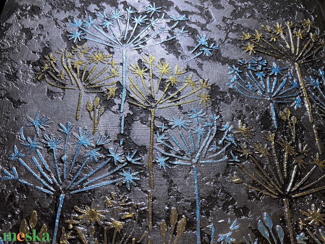 3D Texturált Virágkompozíció � Kék és Arany elegancia - művészet - festmény - festmény vegyes technika - Meska.hu