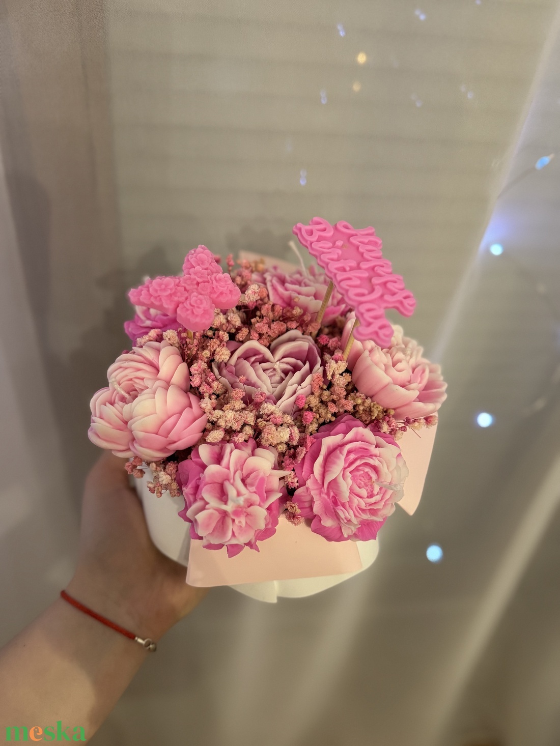 Ajándék kézzel készült gyertya virágbox - otthon & életmód - gyertya, illat, aroma - gyertya - Meska.hu