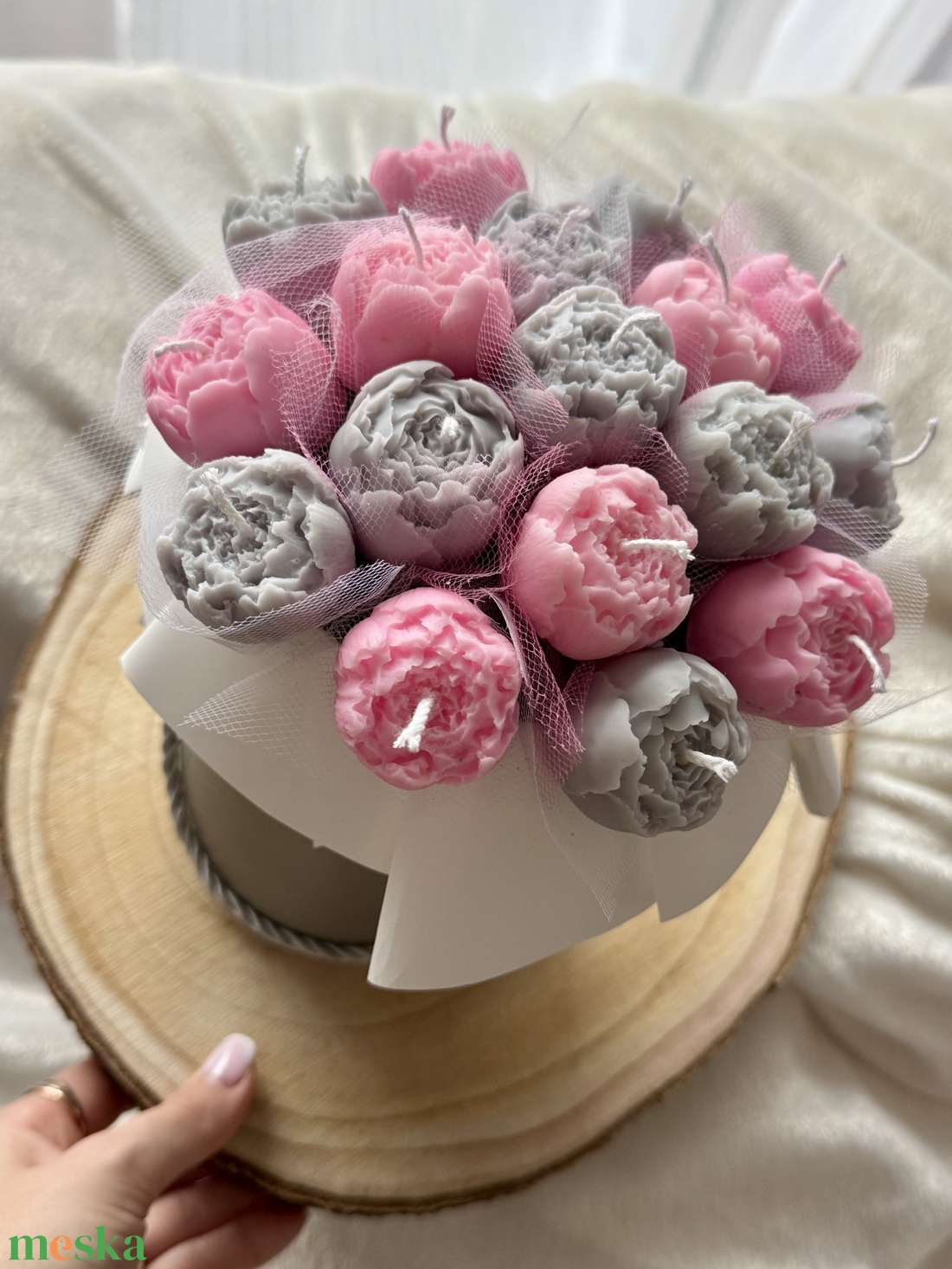 Púder álom-virágcsokor gyertya - otthon & életmód - gyertya, illat, aroma - gyertya - Meska.hu