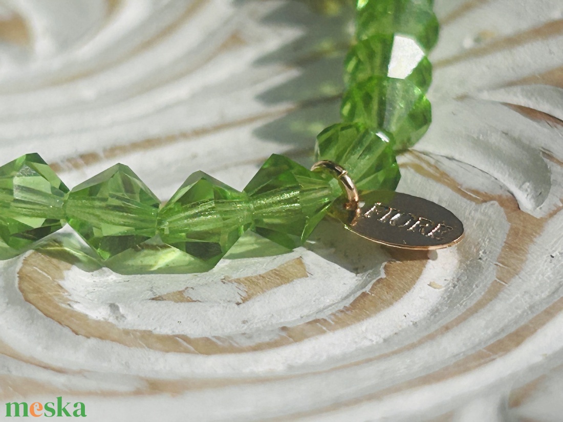 Zöld Preciosa bicone 6 mm kristály karkötő . - ékszer - karkötő - ásványkarkötő - Meska.hu