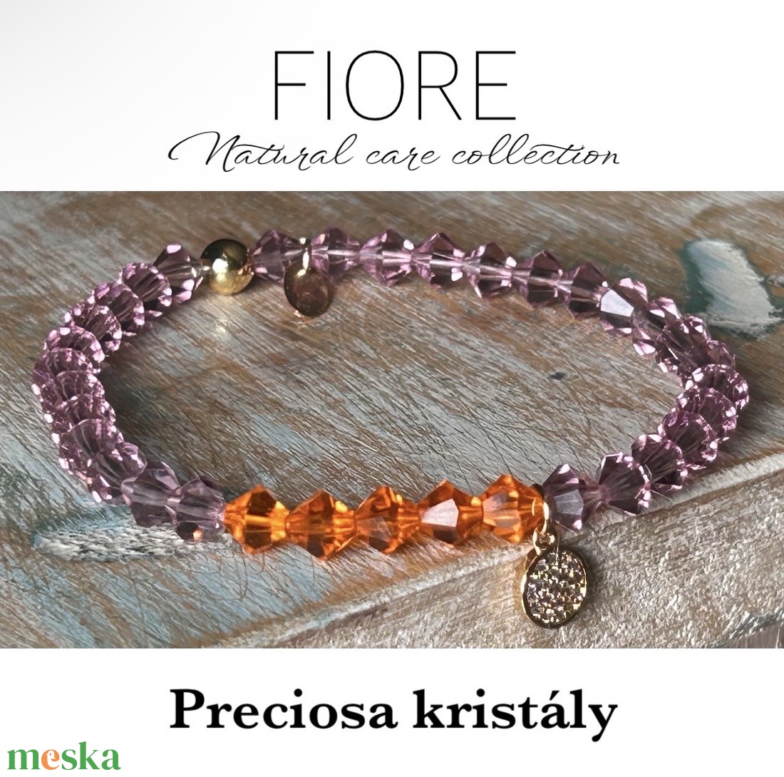 Preciosa  Bicone 6 mm kristálykarkötő, lila-narancs . - ékszer - karkötő - ásványkarkötő - Meska.hu