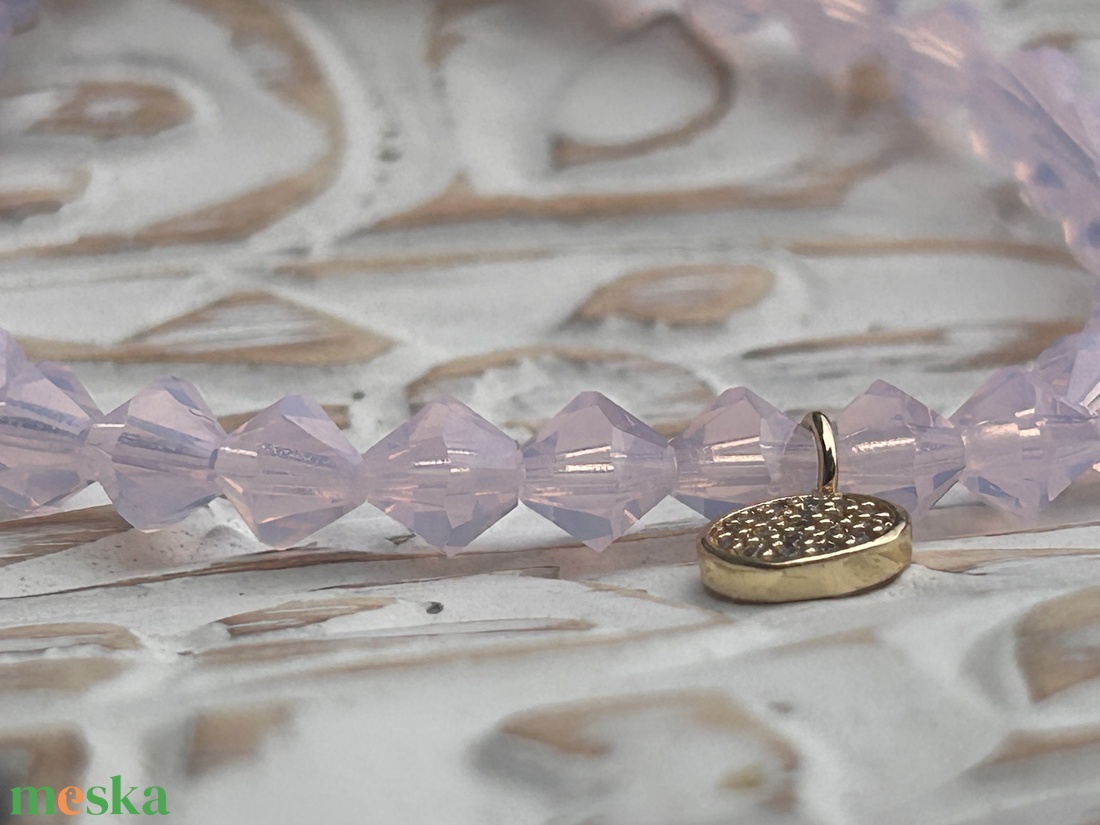 Rózsaszín Preciosa bicone 6 mm kristálykarkötő. - ékszer - karkötő - ásványkarkötő - Meska.hu