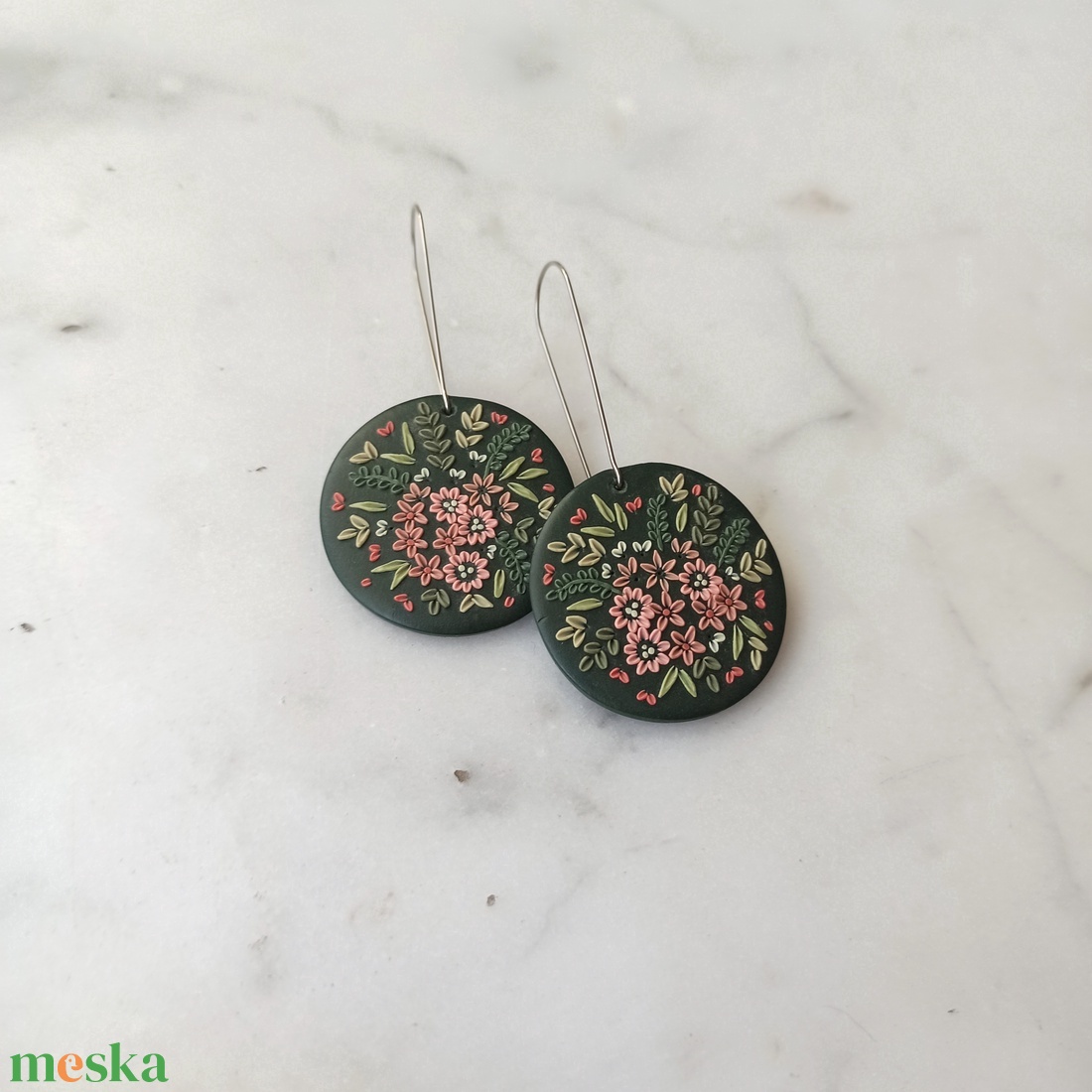 Virágos fülbevaló - ékszer - fülbevaló - lógó fülbevaló - Meska.hu