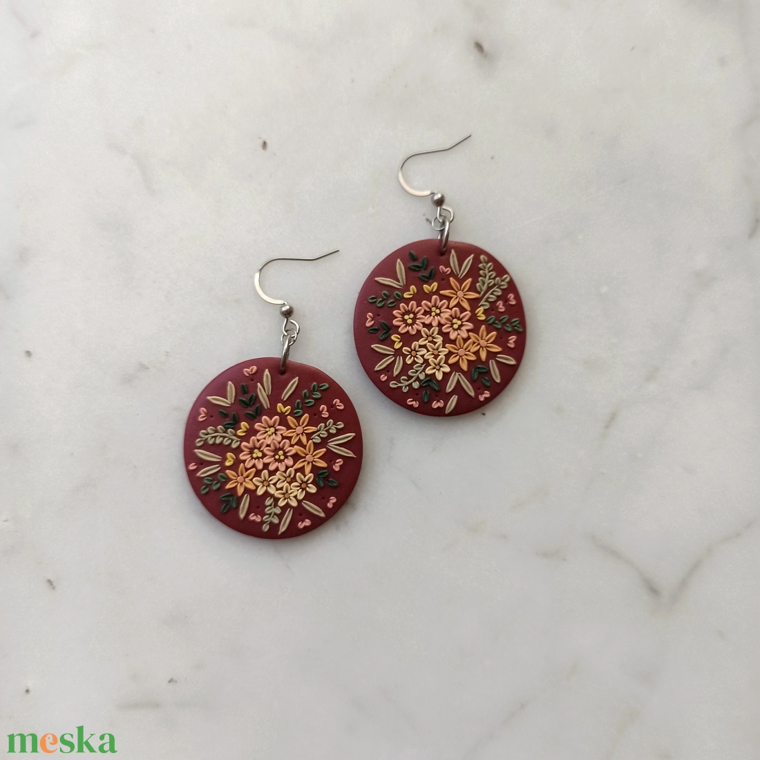 Virágos fülbevaló - ékszer - fülbevaló - lógó fülbevaló - Meska.hu