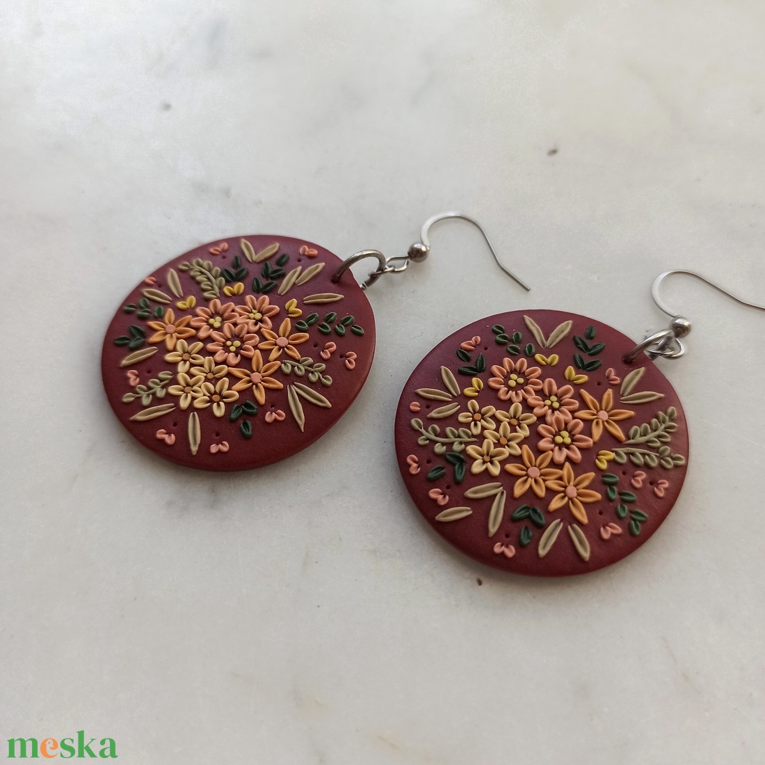 Virágos fülbevaló - ékszer - fülbevaló - lógó fülbevaló - Meska.hu