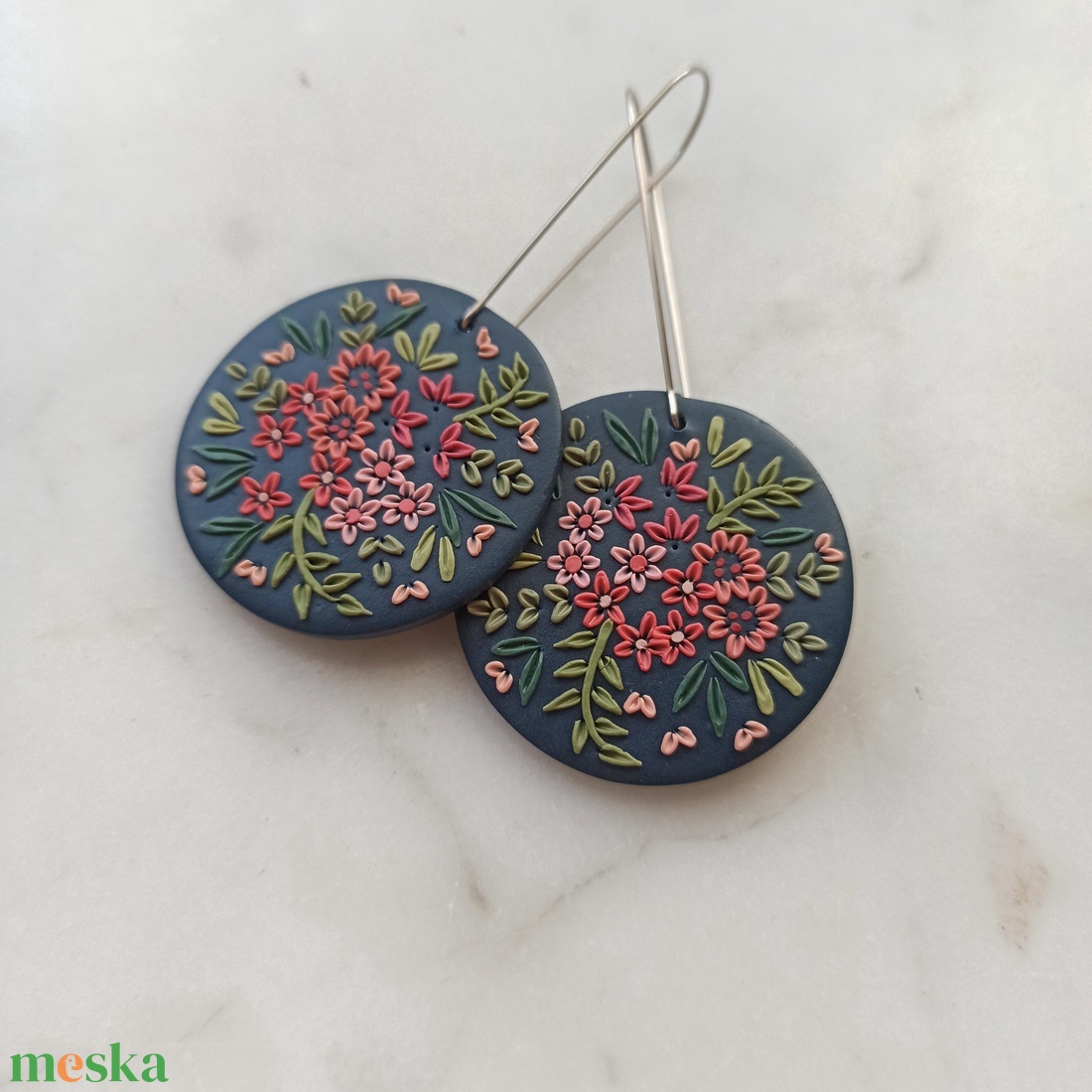 Virágos fülbevaló - ékszer - fülbevaló - lógó fülbevaló - Meska.hu