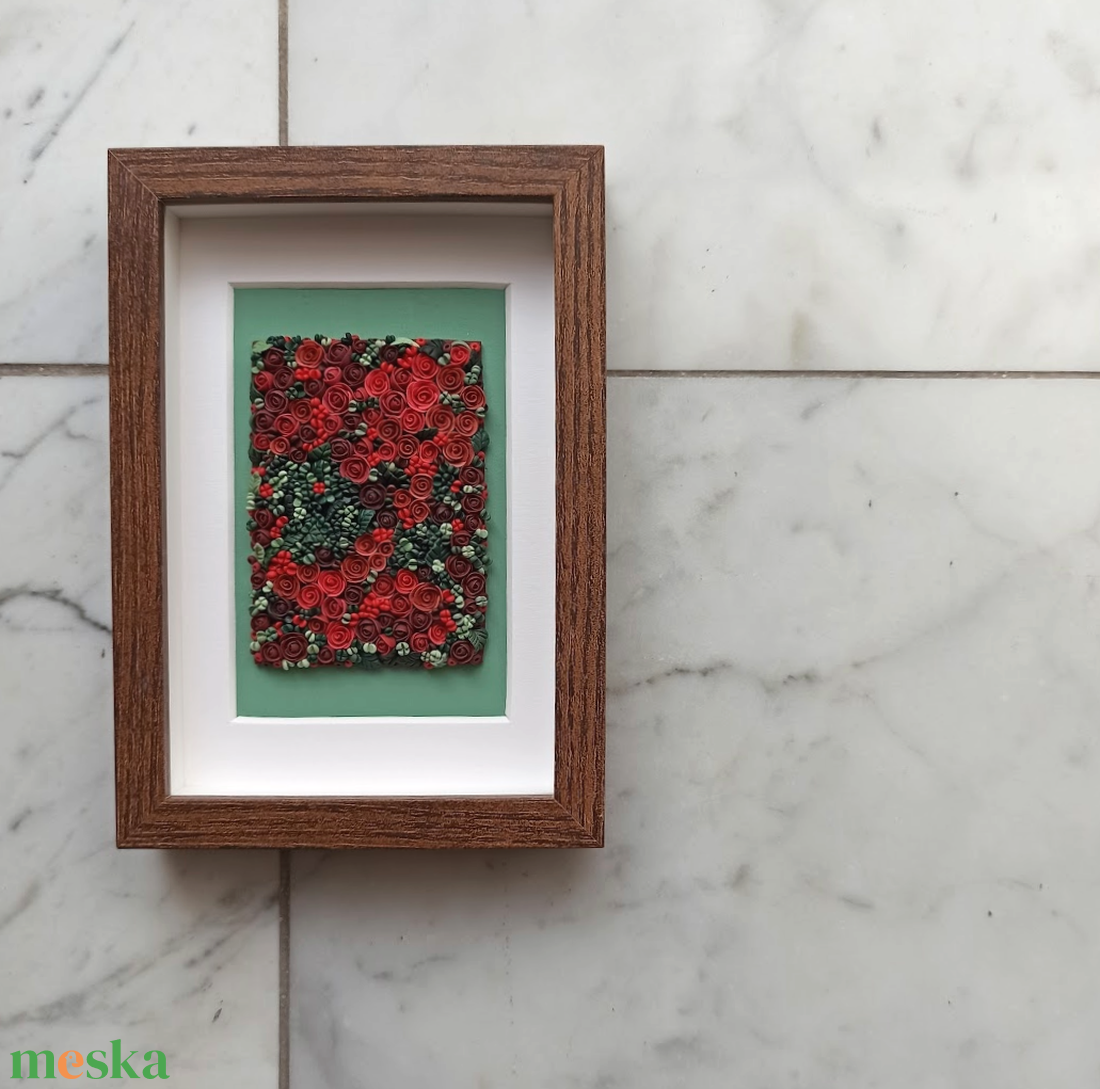 Piros virágtenger - 3D gyurma kép (S) - otthon & életmód - dekoráció - kép & falikép - 3d képek - Meska.hu