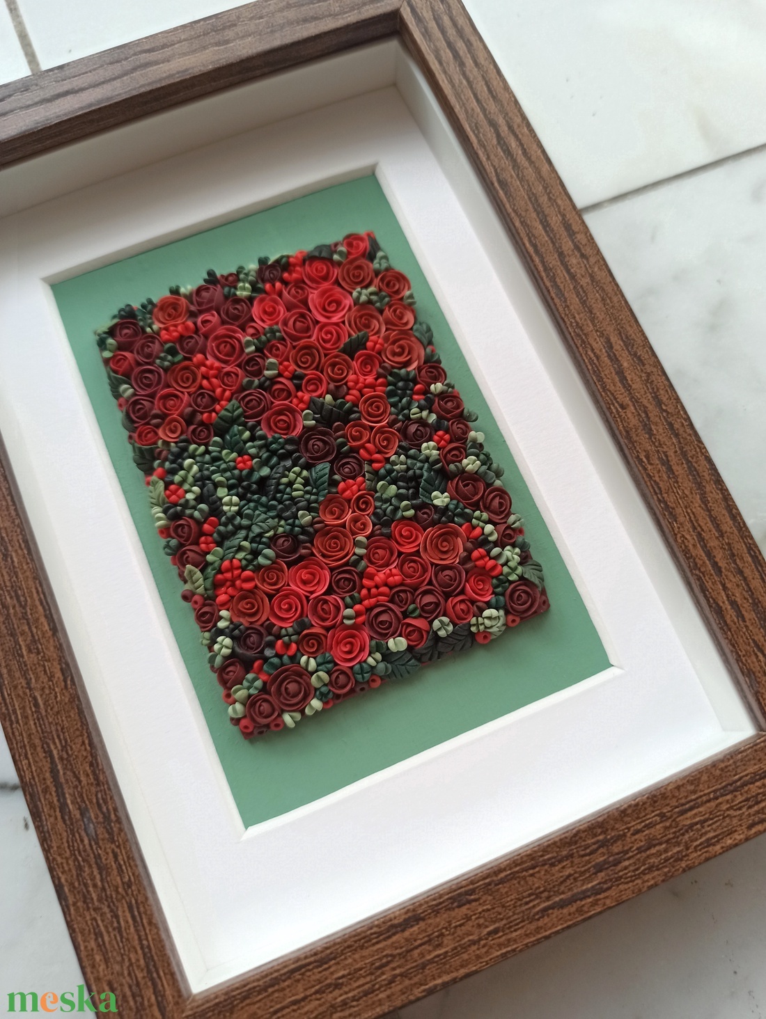 Piros virágtenger - 3D gyurma kép (S) - otthon & életmód - dekoráció - kép & falikép - 3d képek - Meska.hu